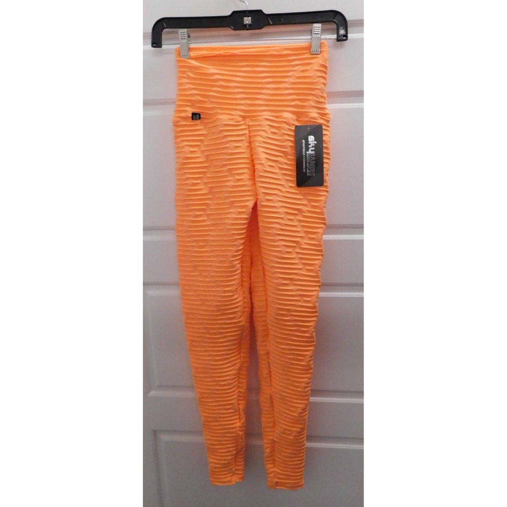 New Skywox‎ Womens Orange Ruched Yoga Pants Legging sz XS NWT